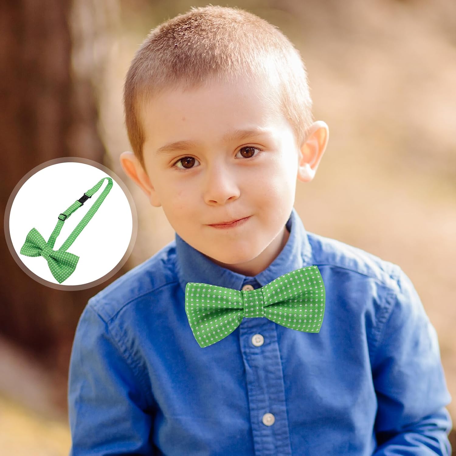 HOMSFOU St Patrick’s Celebration Boys Pre-tied Green Polka Dot Bow Tie, Formal Tuxedo Bowknot for Party Accessories