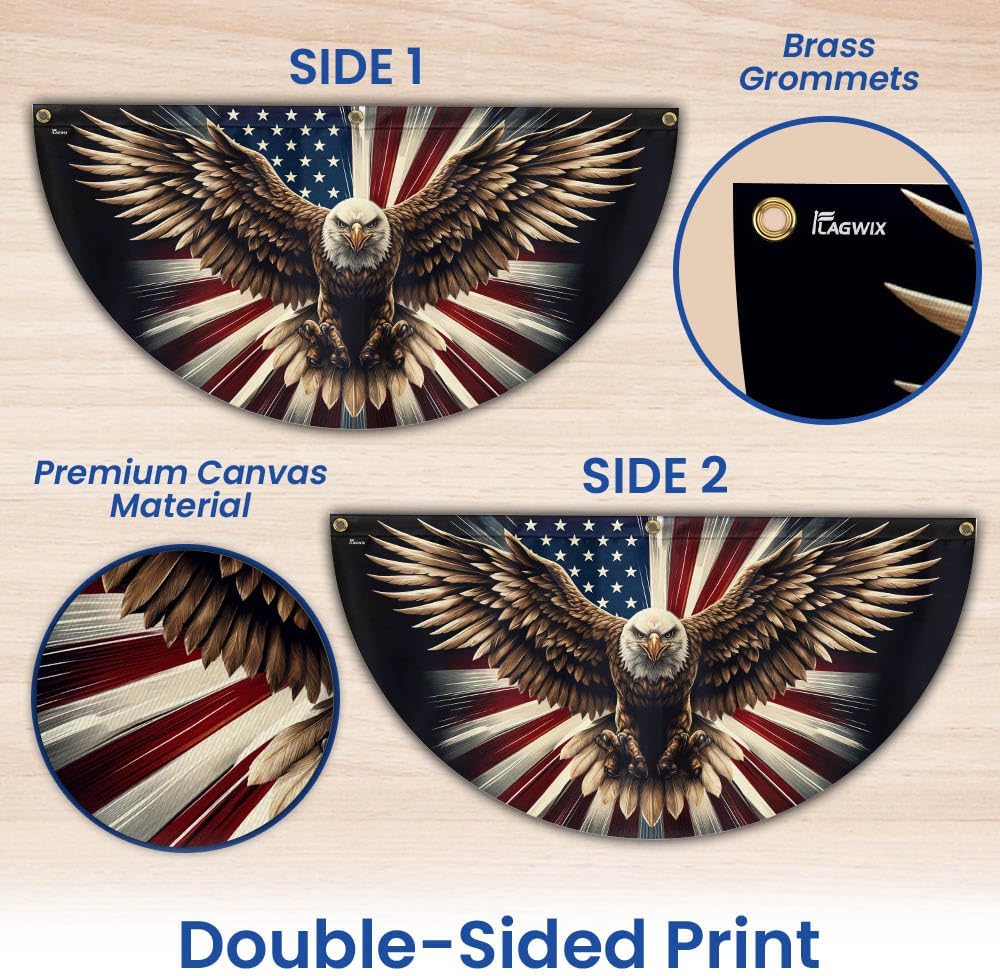 American Flag Patriotic Eagle American Non-Pleated Fan Flag TQN3057FL, 1.5x3 ft, 1 Pack Suitable for Outdoor and Indoor