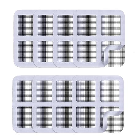 First Try Plastic Window Mosquito Net Repair | Fix Tape Patch Self Adhesive | Fiberglass Screen | Waterproof Mesh Film Ideal for Fixing Holes and Tears | Sticky Tapes Repair Tools | Grey Square (Pack of 2)