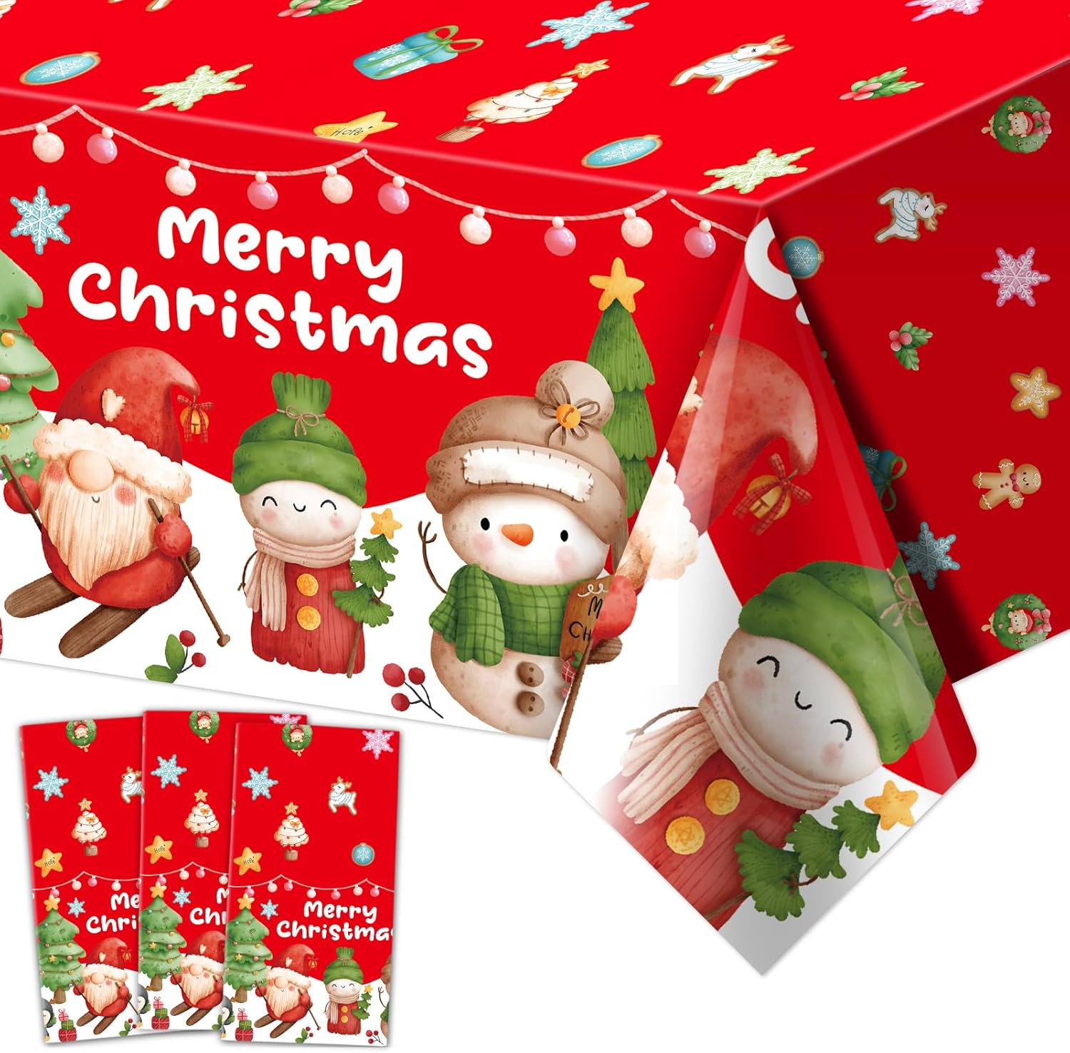 WorldBazaar Christmas Plastic Tablecloths 3PCS Snowman 108