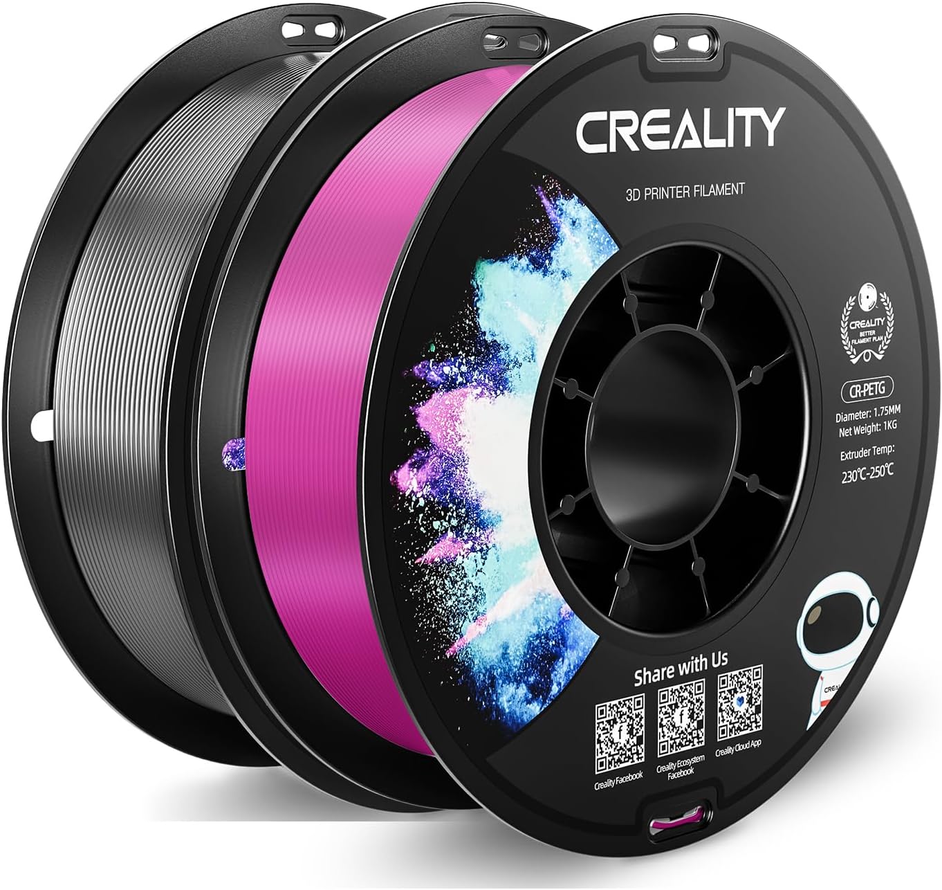 Creality 1kg Transparent and 1kg Transparent Wine Red PETG Filament