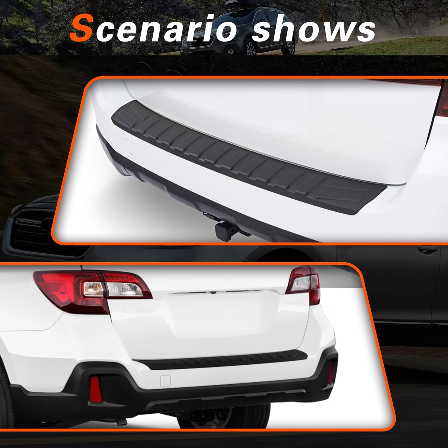 Rear Bumper Protector Compatible with Subaru Outback 2015-2020 Trim Cover Scratch Resistant Trunk Door Entry Guards Trunk Door Sill Cover Scuff Plate Strip Protection