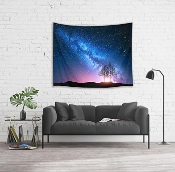 LB Purple Galaxy Tapestry, Large Starry Night Sky Tapestry Wall Hanging, 3D Fantasy Magical Space Wall Decor for Bedroom Living Room Dorm Wall Decor,80 x 60 Inches