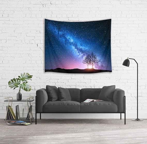 LB Purple Galaxy Tapestry, Large Starry Night Sky Tapestry Wall Hanging, 3D Fantasy Magical Space Wall Decor for Bedroom Living Room Dorm Wall Decor,80 x 60 Inches