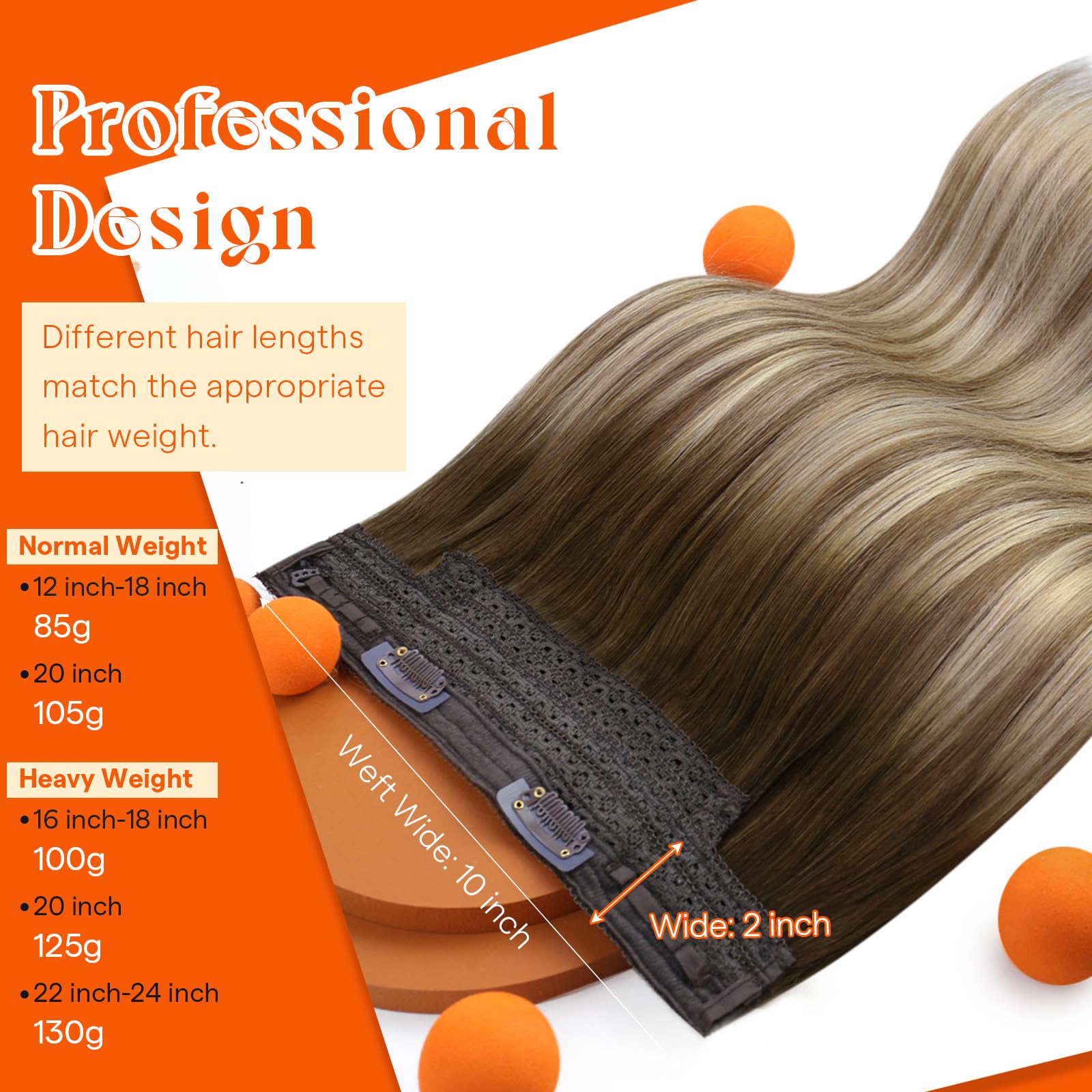 Sunny Hair Wire Hair Extensions for Women 16inch Straight Fish Line Human Hair Extensions Invisible Wire Extensions Easy to Apply Cool Brown Ombre Light Brown Balayage Blonde 85g — view 2