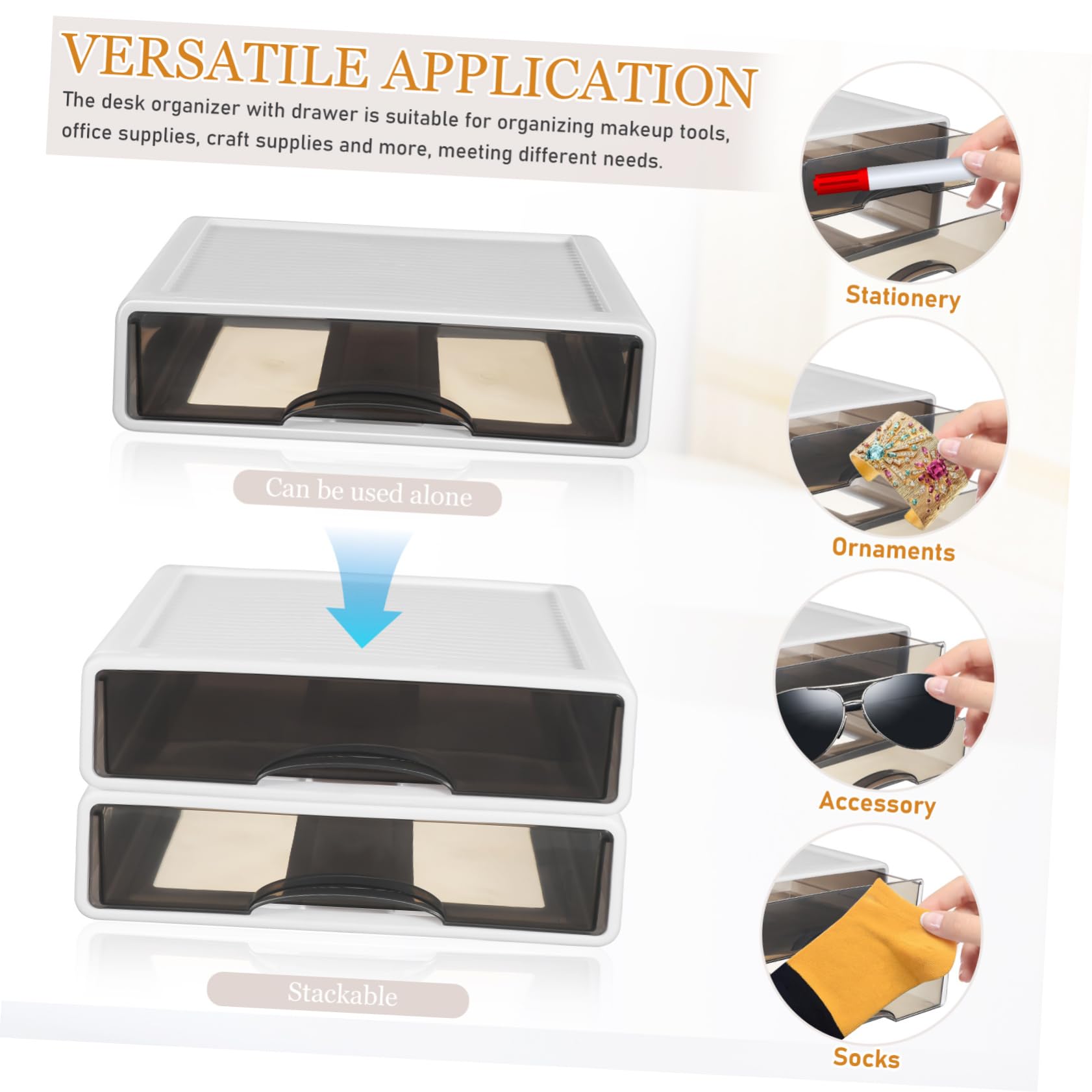 2pezzi Organizer Da Scrivania Impilabile Per Materiale Da Ufficio e Cosmetici Ampio Spazio Di Archiviazione Design Con Scorrevoli