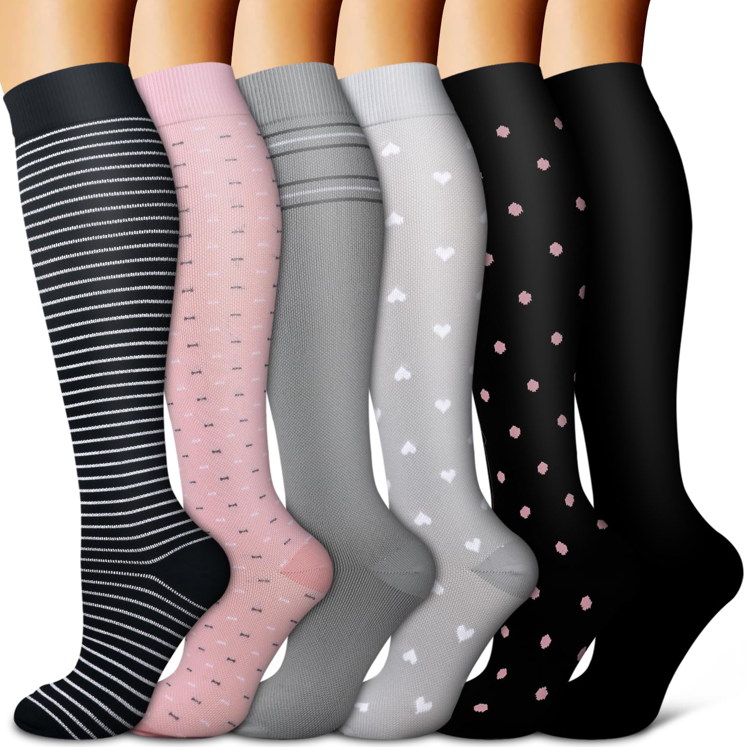 Copper Compression Socks for Women &amp; Men (6 pairs) - Best Support for Nurses, Running, Hiking, Recovery