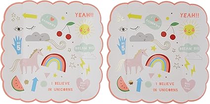 Amazon Com Meri Meri Rainbow Unicorn Plates Birthday Party Decorations Small Home Kitchen