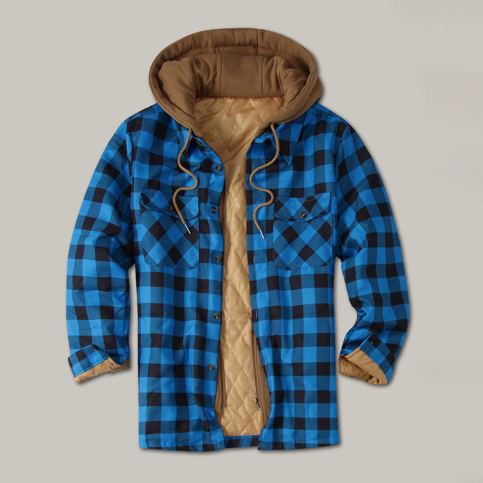 Camisa de franela de manga larga para hombre, de forro polar, con botones, para el tiempo libre, ajuste normal, forro polar, térmica, para hombre, de franela de manga larga, a cuadros,