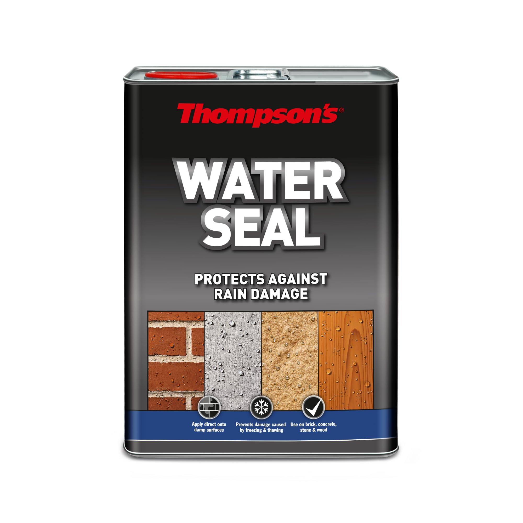 Thompson’s Water Seal Clear – Exterior Water-Repellent Liquid for Brick, Stone, Concrete and Wood Surfaces – Available in 1L and 5L (Clear, 5 Litre)
