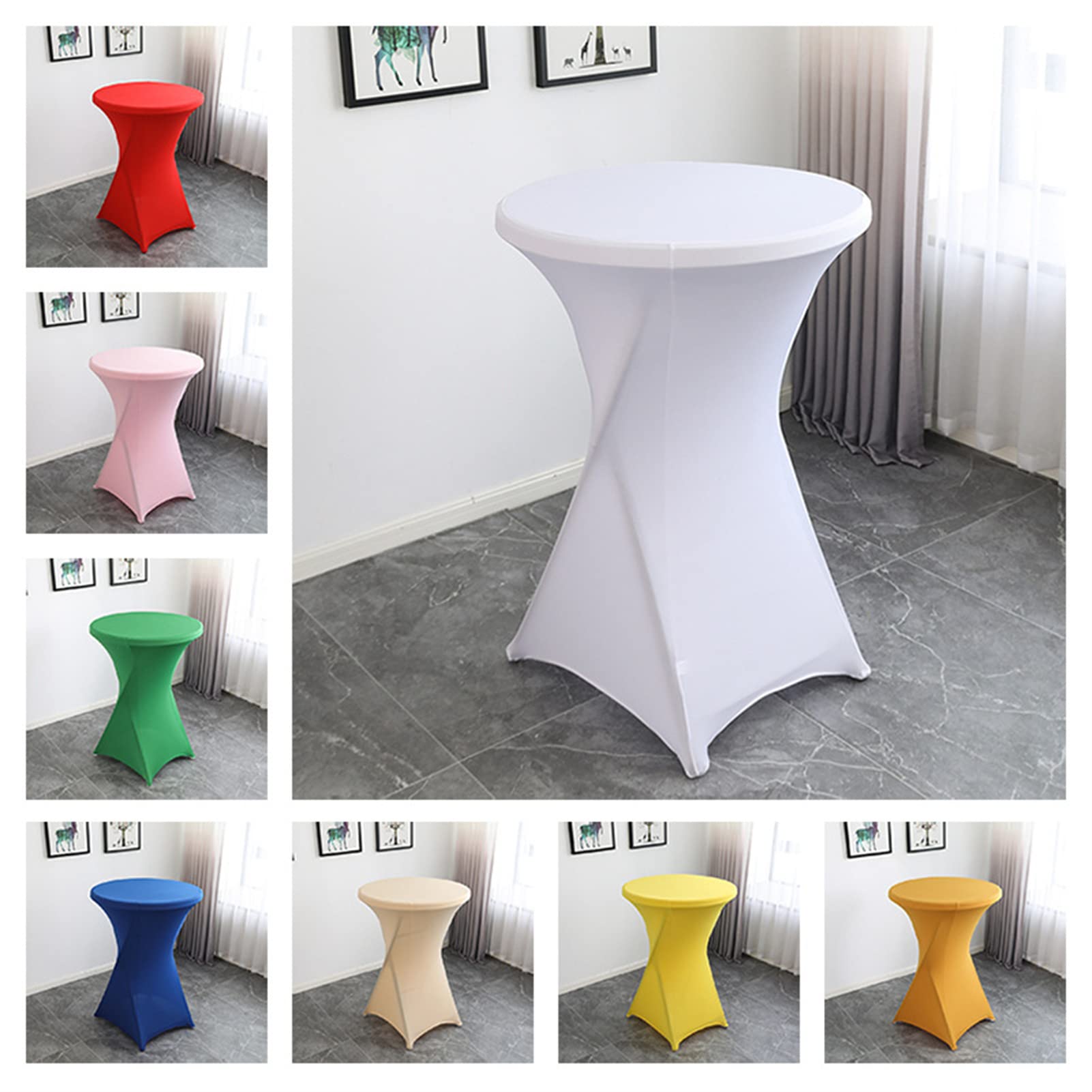 6 Pack Cocktail Spandex Stretch Vierkante Hoeken Tafelkleed 32 x 43 Witte Cocktail Ronde Tafelkleed Tafel Cover voor Ingerichte Bar Bruiloft Cocktail Party Banket Tafel (Wit