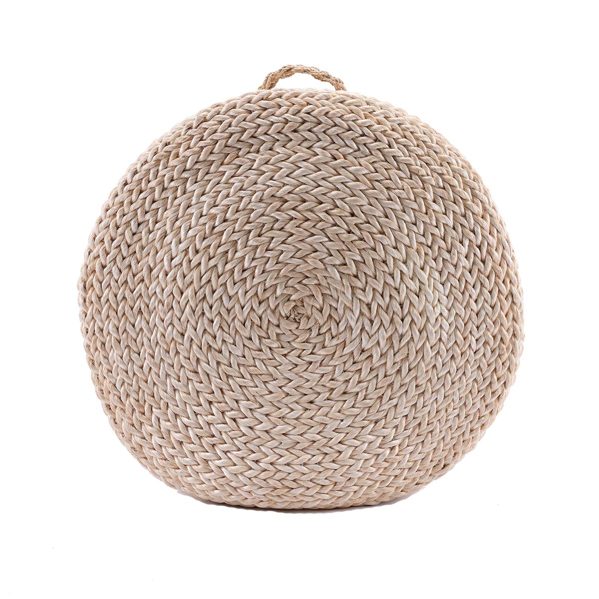 Ida Yog Zen Meditation Large Base Natural Abaca Microfiber Handmade Eco-Friendly Floor Cushion (5 inches Height, 24 inches Diameter, Beige, Large)