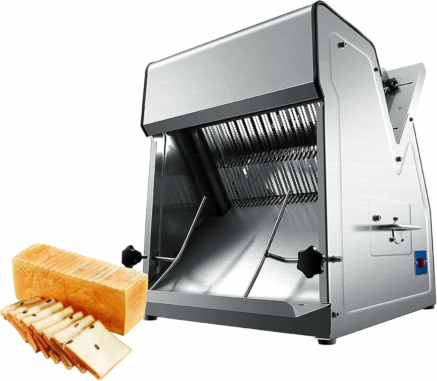 Commercial Bread Slicer,370W Electric Toast Bread Slicer,15Mm Thickness Electric Bread Cutting Machine,31Pcs Professional Stainless Steel Bread Cutting Machine For Restaurant,13-38Cm Width (24Mm)