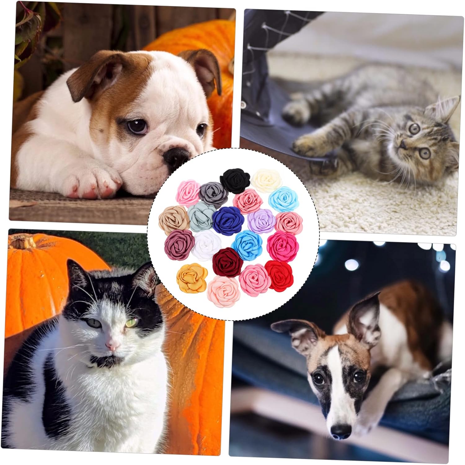 40 pcs Neckties Decor Supplyrandom Chiffon Pets Grooming Pet Flowerrandom