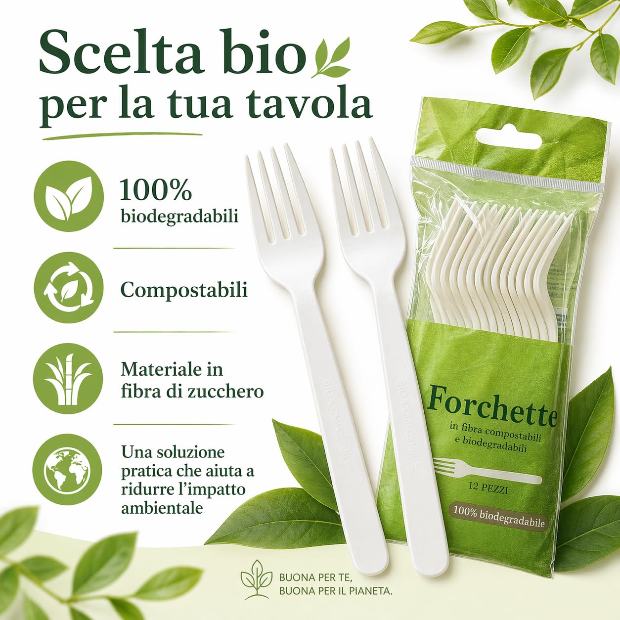 120 Biodegradowalne i kompostowalne widelce białe sztućce z włókna cukru 10 opakowań 12 sztuk organicznych zastawa stołowa Eco Friendly (120 widelców)