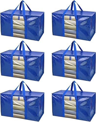 Vista 62 de BALEINE Paquete de 8 bolsas de mudanza de gran tamaño con asas reforzadas, bolsa de almacenamiento resistente para ropa, suministros de mudanza