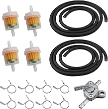 15 Pcs Benzinfilter Kit, Benzinschlauch Benzinfilter Motorrad Kraftstofffilter Beinhaltet 1 Ventil 2m Benzinschlauch 8 Schlauchschellen 4 Filter, Inline-Kraftstofffilter Kit für Auto Motorrad