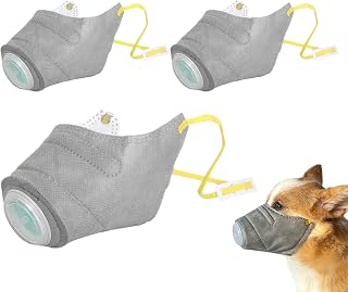 Vllold Máscara facial para perro, 3 unidades, con filtro de aire ajustable, transpirable, cómoda, protección contra el polvo, para perros pequeños, medianos y grandes