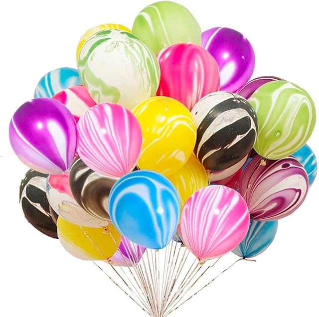 Agate Marble Latex Balloons Pack of 100, 10 Inch Colourful Party Balloons Arch for Birthday Wedding Baby Shower Graduation Festival Party Decorations