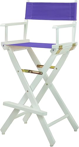 Casual Home 230-01021-41 - Silla de director de 30 in, marco blanco, con lona color morado, altura de barra