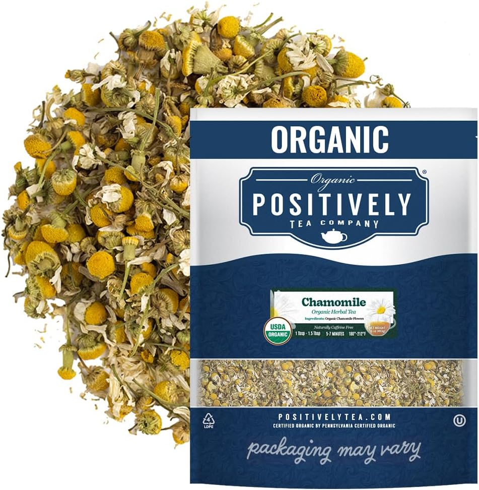 Organic Positively Tea Company, Chamomile, Herbal Tea, Loose Leaf, 16 Ounce