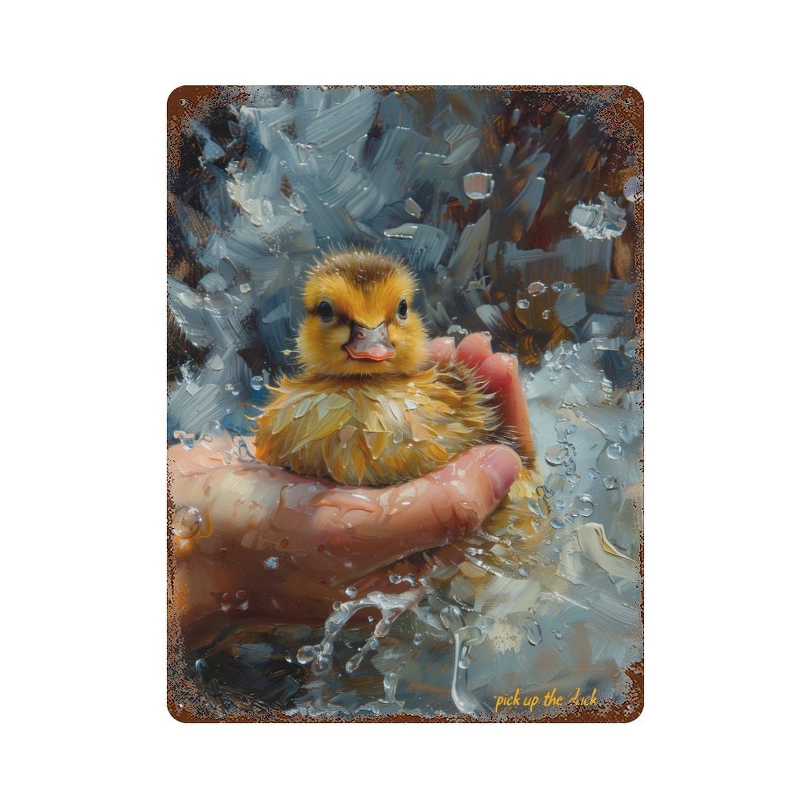 Pick Up The Duck Meme Rusty Metal Tin Sign 15.7"x11.8", Ideal for Farmhouse, Kitchen And Entryway Decor
