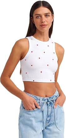 20819 Kalp Nak l  Crop Top-Beyaz