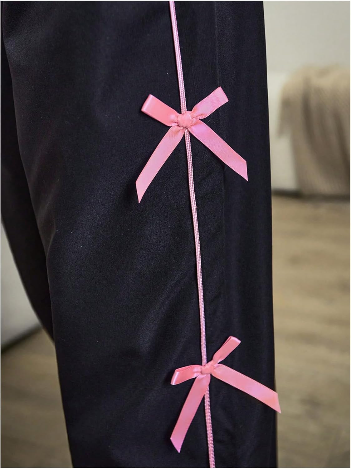 WDIRARA Girl's Bow Side Waist Track Pants Cute Wide Leg Trousers - Image 4