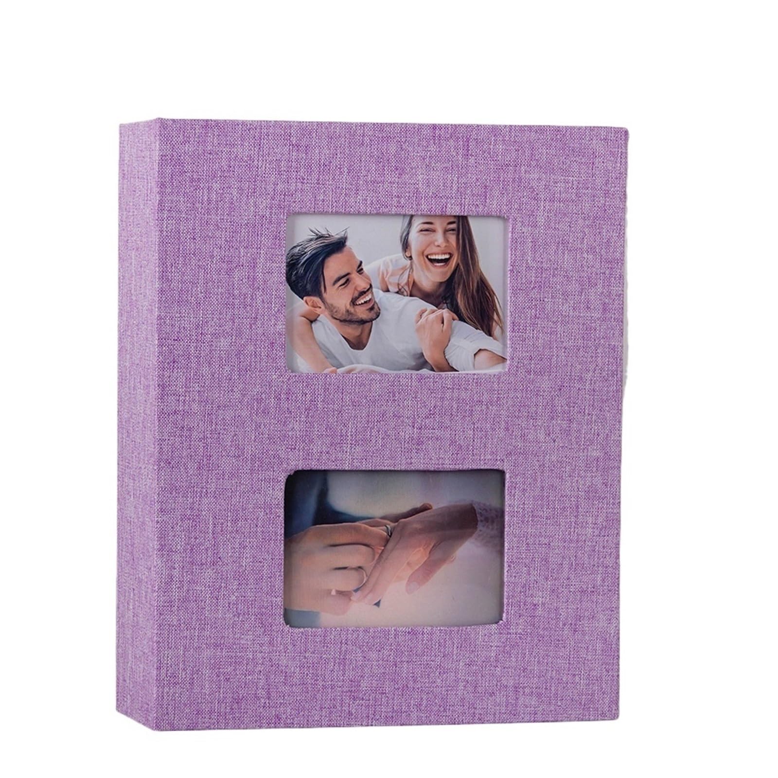 Photo Album 4x6, Small Linen Cover Albums Holds 200 Pockets, Slip In For Photos for Family Anniversary(Purple)