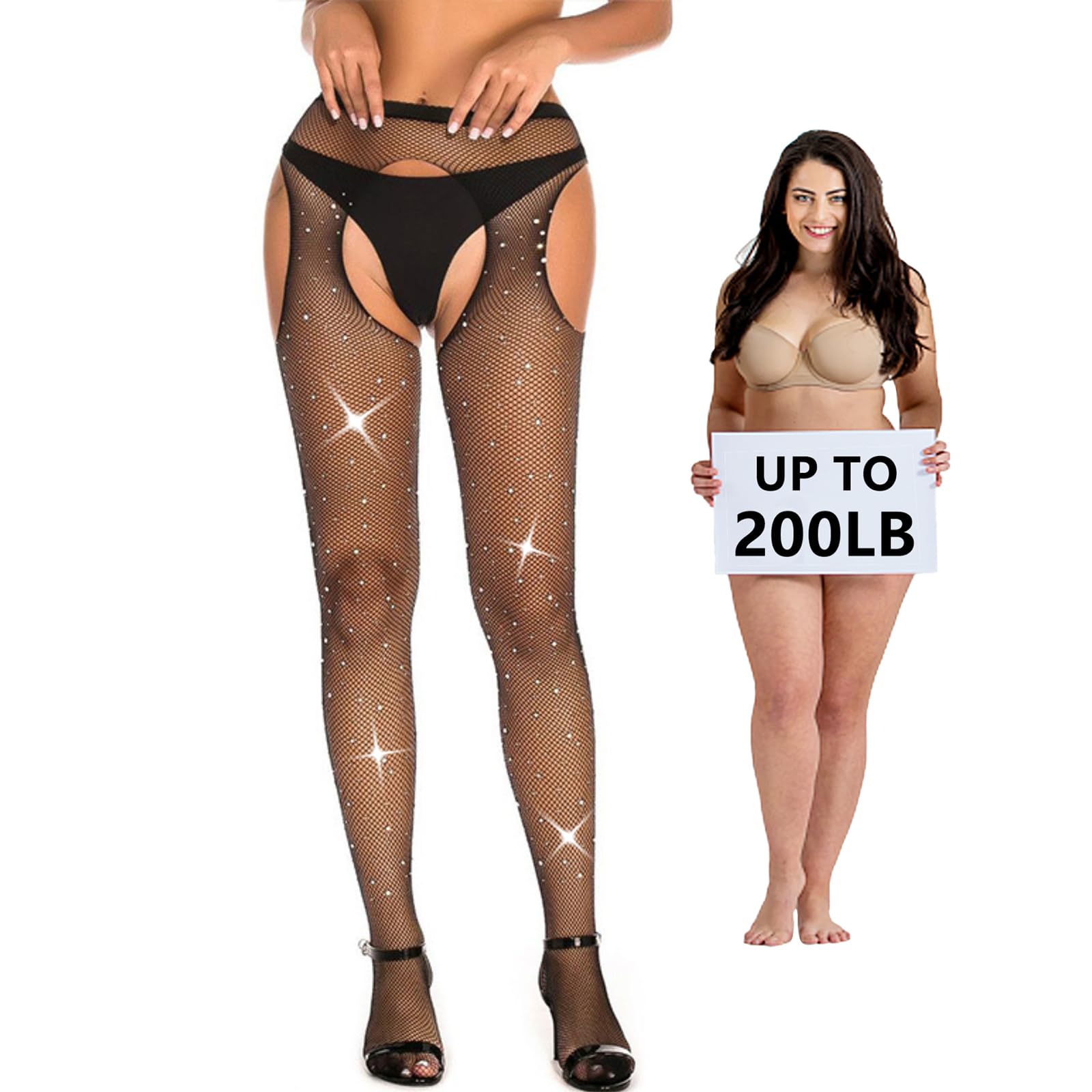 WEANMIX Fishnet Stockings Lace Patterned Tights High Waist Pantyhose Fishnets for Women