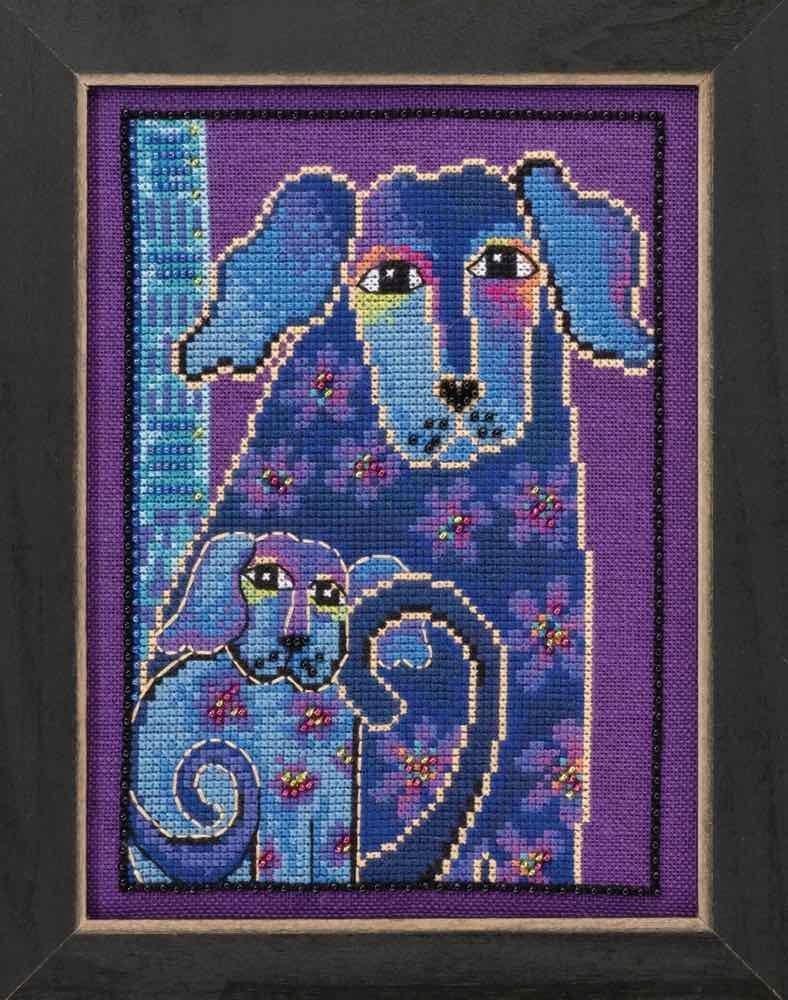 Bloomingtails Beaded Counted Cross Stitch Kit (Linen) Mill Hill 2016 Laurel Burch Dogs Collection LB301614