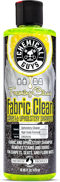 Chemical Guys Foaming Citrus Fabric Clean, Carpet and Upholstery Cleaner - Car Carpet Cleaner for Seats, and Floor Mats, Safe for Home, Office & More, Citrus Scent - 16 oz, 16 Fl Oz (Pack of 1)