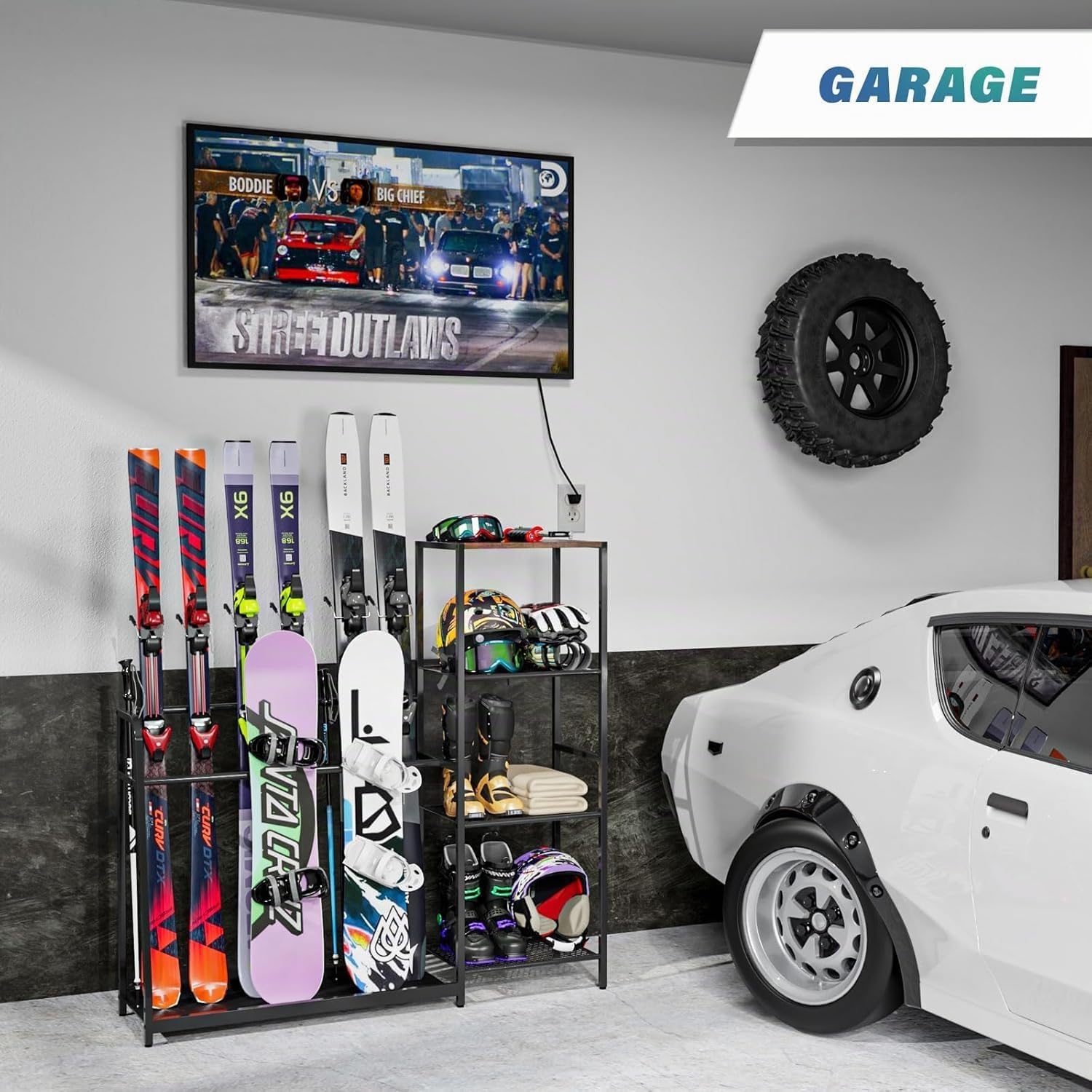 Porte-skis autoportant pour garage, support de sol en acier robuste pour garage, sous-sol