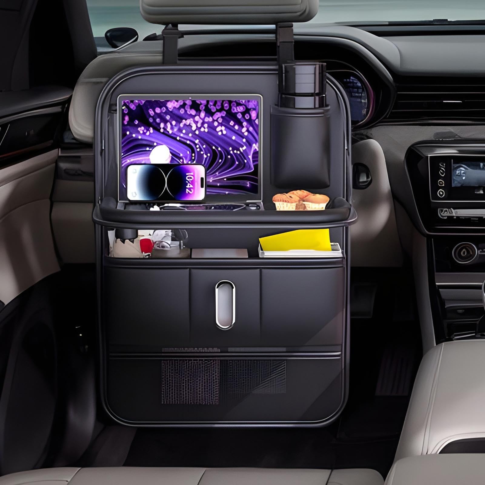Generisch Protezione per lo schienale del sedile 'auto, organizer per sedili posteriori, con supporto per borsa, tappetino, pattumiera e porta notebook, accessorio indispensabile per
