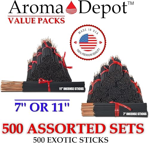 Miniatura 6 de Mixed Scents - Paquete de varillas de incienso de 11 pulgadas, juego variado de 500 unidades, 11 pulgadas, 5 paquetes de 100 varillas por fragancia.