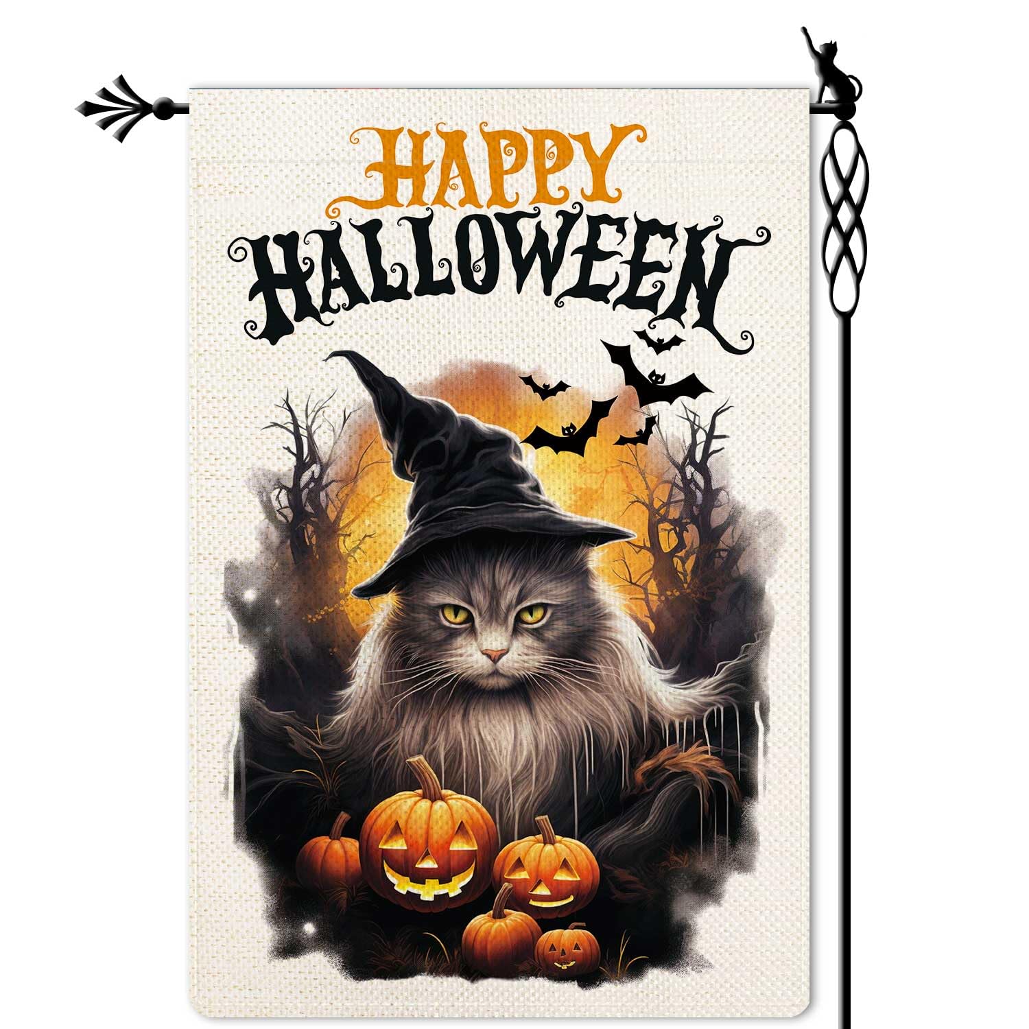 Produktbild von Halloween Kürbis Laterne Schwarze Katze Hexenhut Fledermausschablone