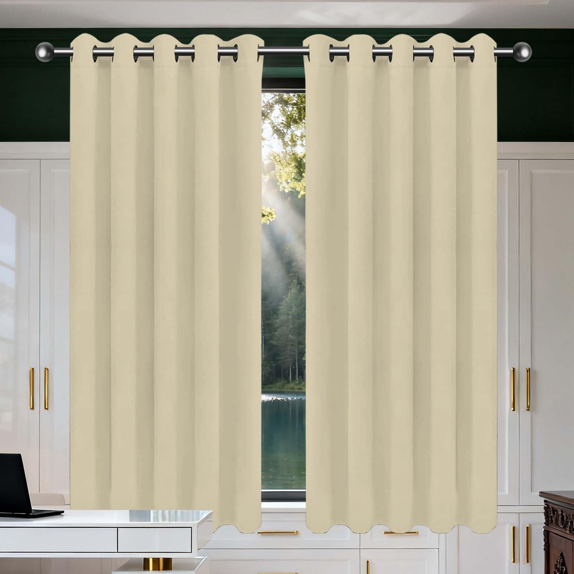 Rideau occultant crème 50x110 cm en polyester pour petite fenêtre