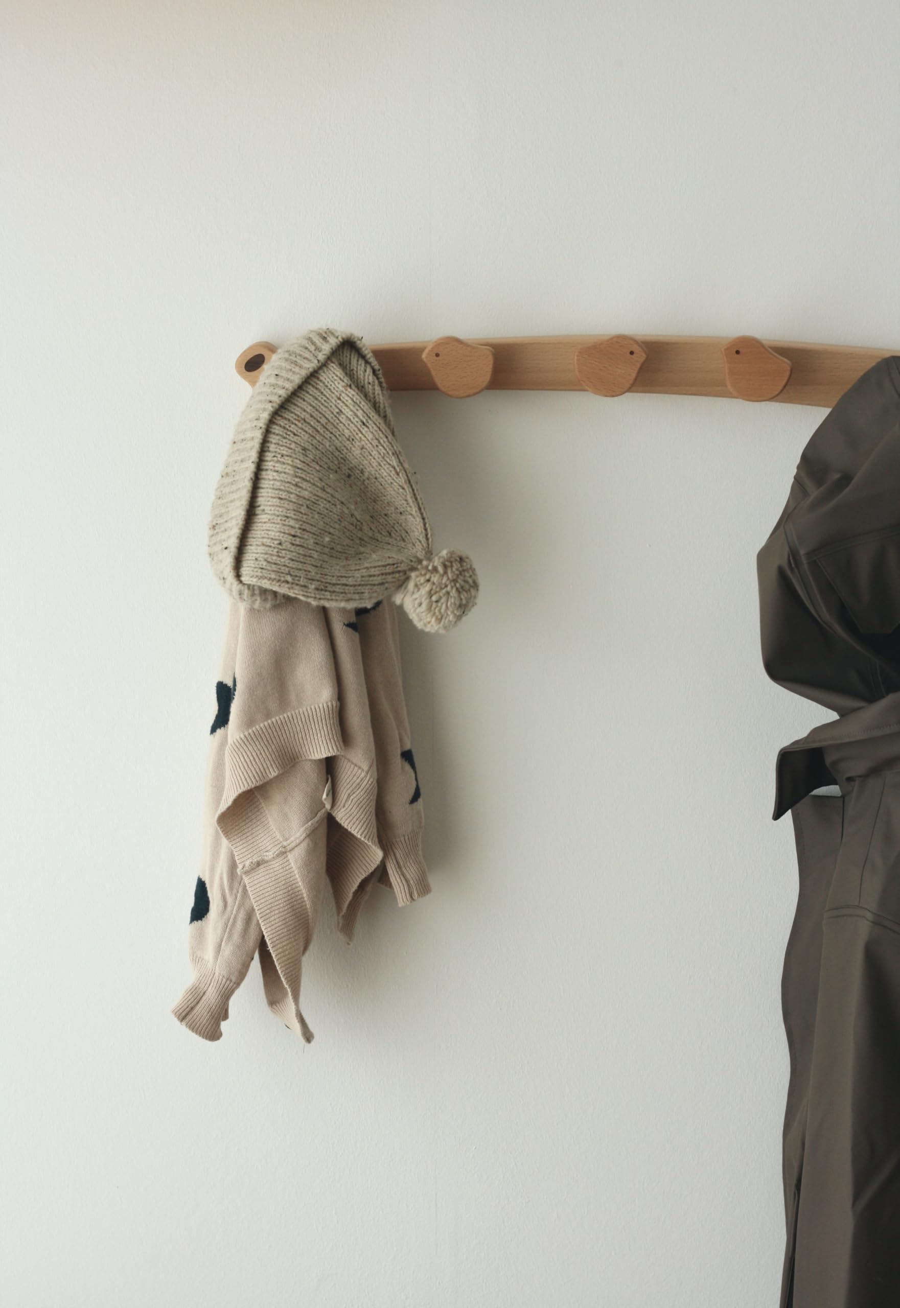 Flappi Appendiabiti da parete legno per bambini 5 ganci 50 cm Design uccellino