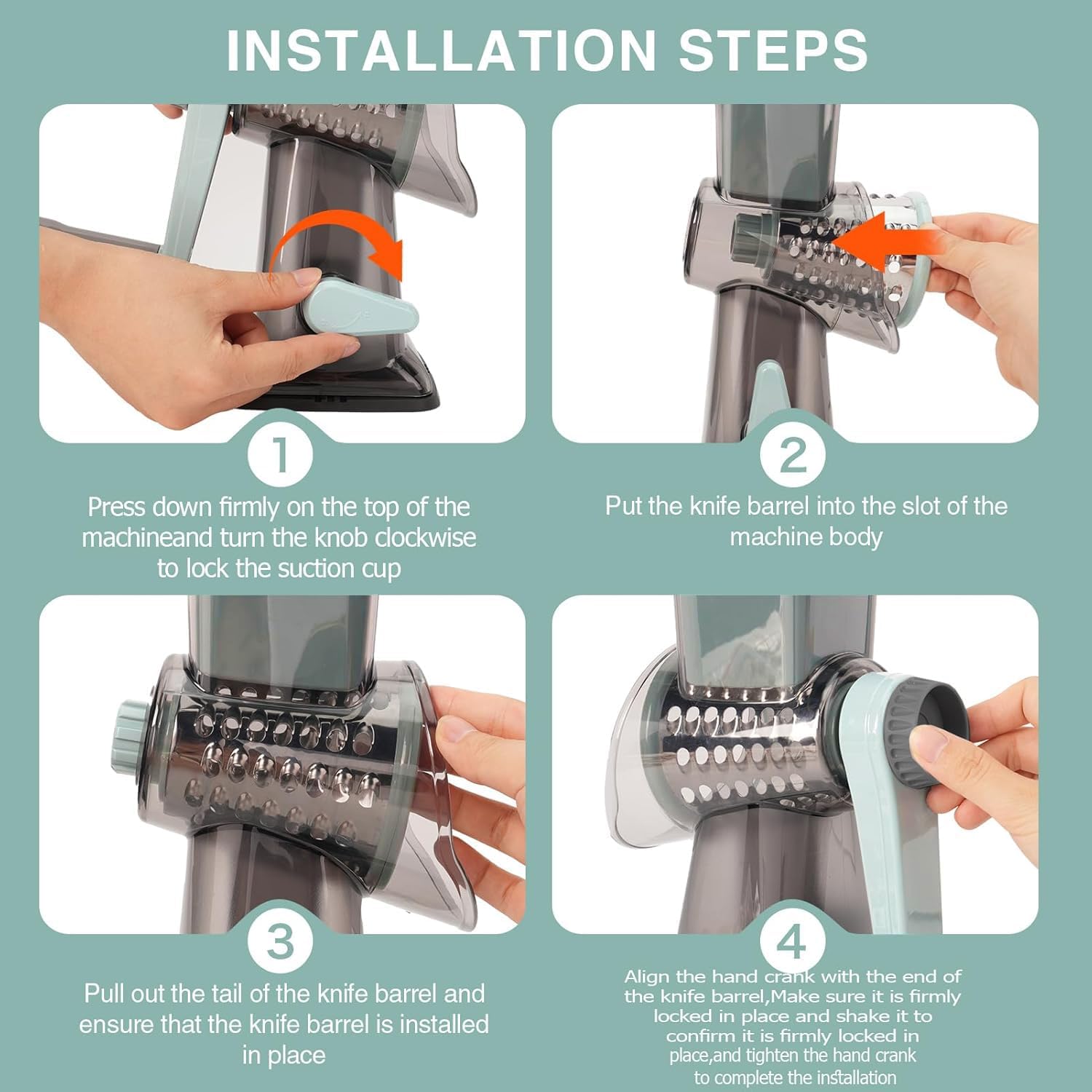 Rotary Cheese Grater with Handle-Versatile Cheese Grater Non-Slip Suct