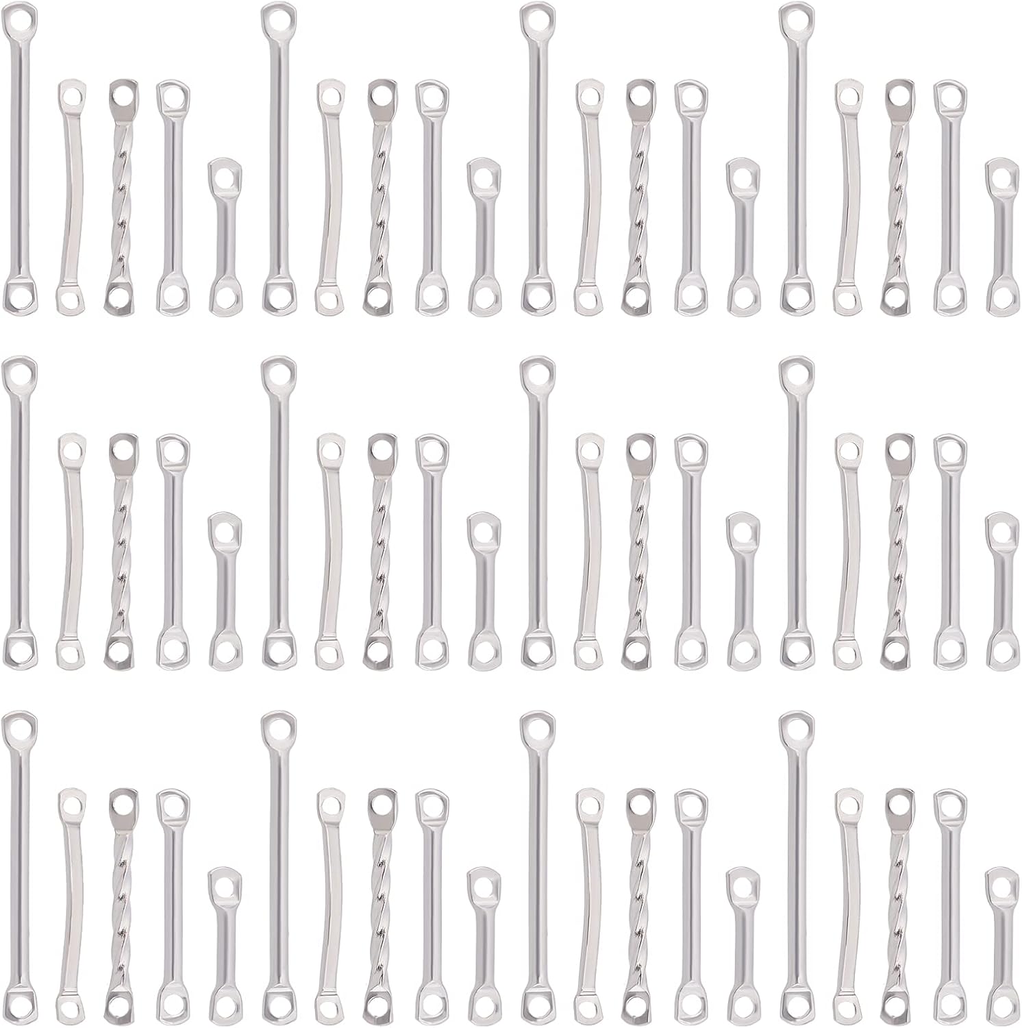 DICOSMETIC Bar Links Connectors Twisted Charms 2 Hole Stick Strip Earrings Stainless Steel Pendants for Jewelry Making