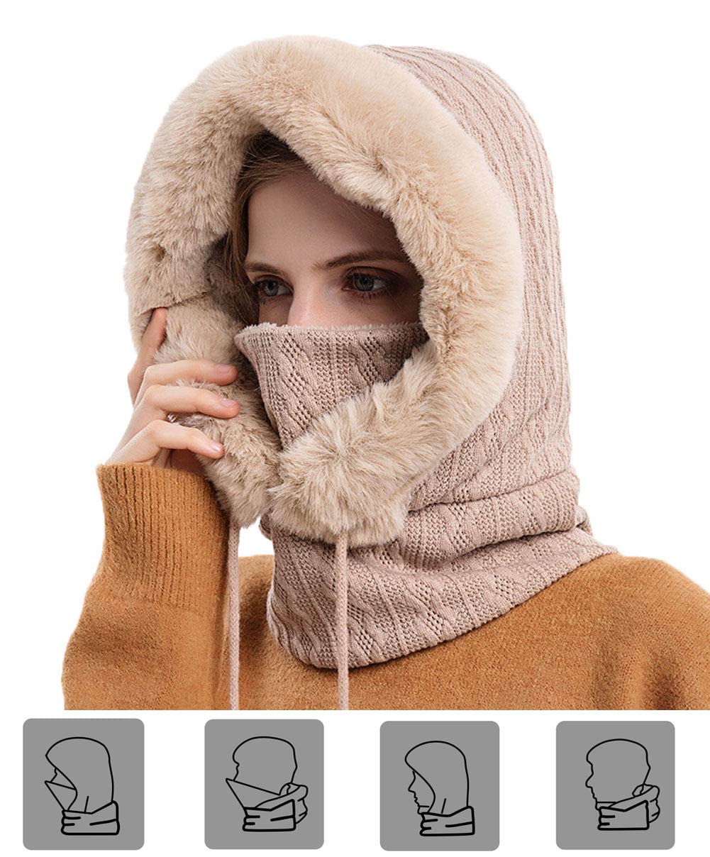 YAMEE Passamontagna Balaclava Sci Donna,Cappello Invernale Donna,Cappuccio più Caldo,Cappelli da Sci cap Outdoor per Lo Sci,la Corsa,Il Ciclismo,Le Moto,l'Alpinismo nel Freddo Inverno