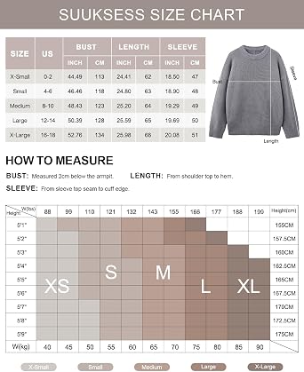 SUUKSESS Women Cashmere Blend Oversized Crew Neck Long Sleeve Pullover Sweaters