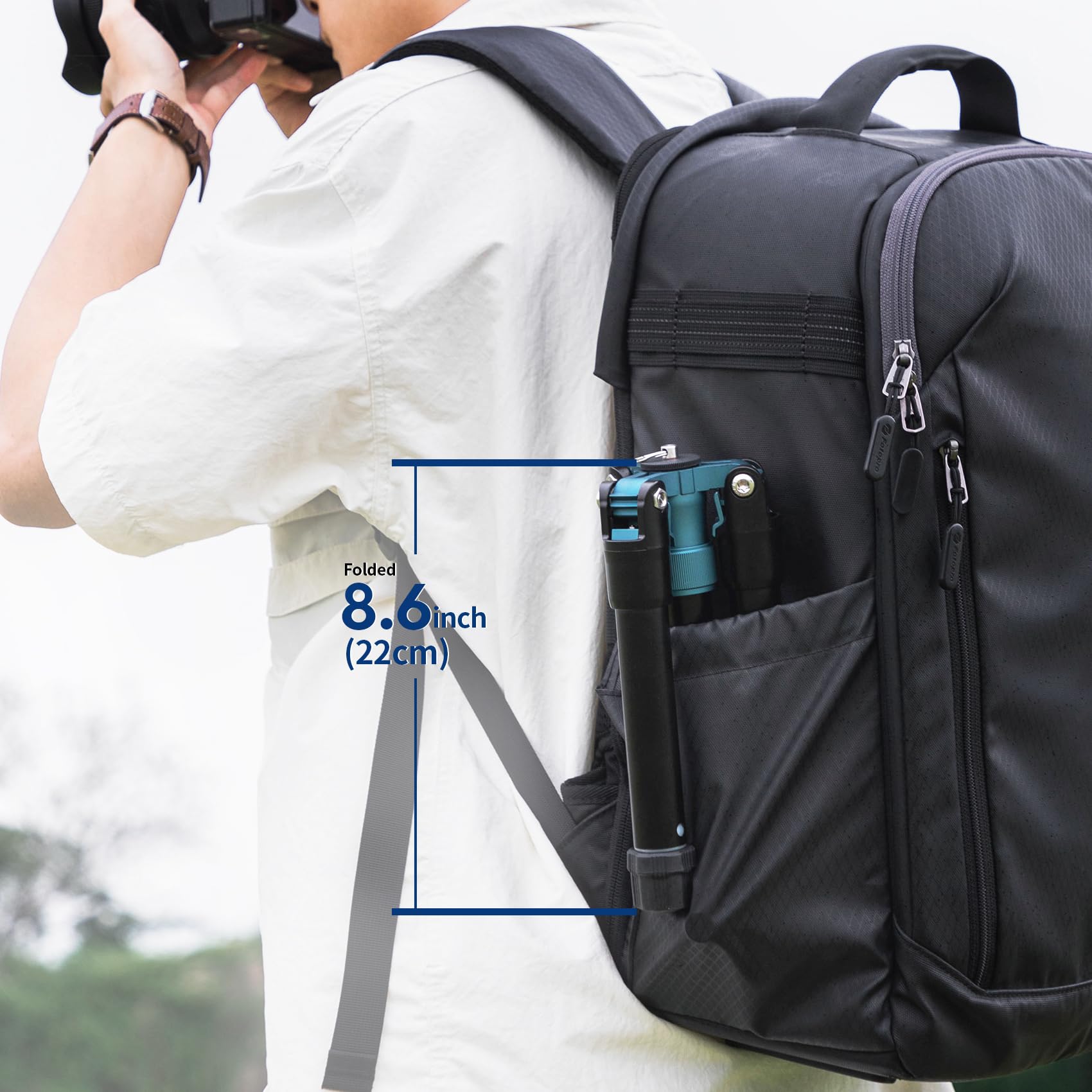 Fotopro Mini treppiede con testa a sfera, supporto per telefono, bastone per selfie staccabile, piegato solo 21,8 cm, carico massimo fino a 3 kg, FY-810, blu