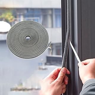 33FT Brush Weather Stripping, Neat Pile Self Adhesive Seal Strip for Windows and Door, Brush Weatherstrip for Soundproofin...