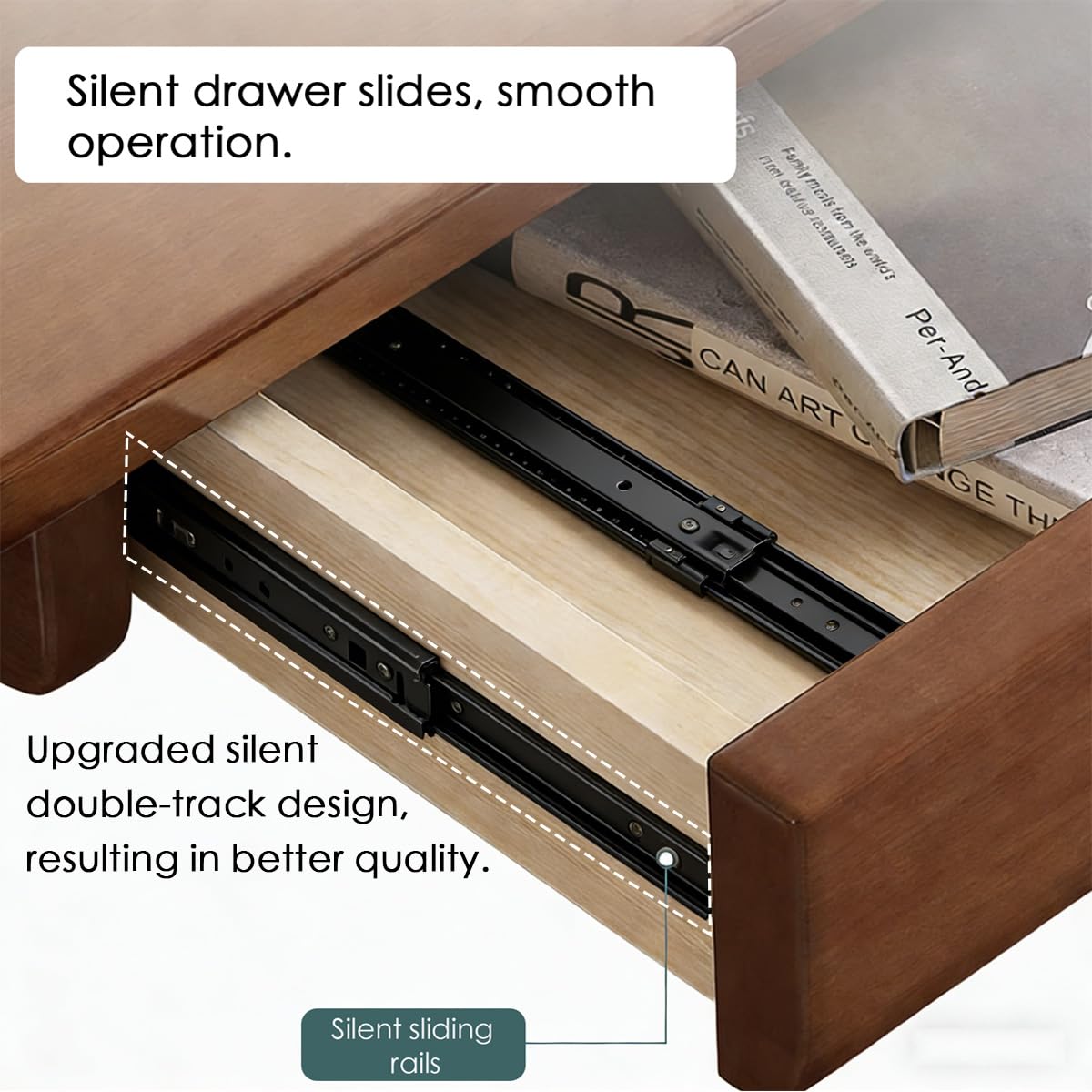 Scrivania in legno massello con 2 cassetti e ganci, scrivania per computer per casa e ufficio metà secolo, scrivania per studenti e studio, tavolo con ripiano portaoggetti per camera da letto