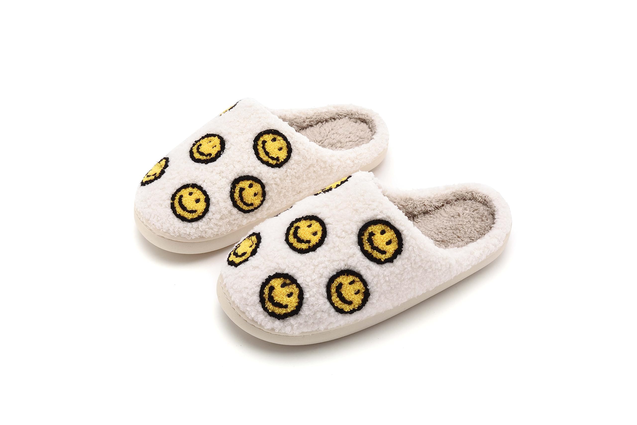 NEVEROLD Fun Cute Trendy Colorful Cartoon Illustrated Cozy Fluffy Plush Fur Slip On Cushion House Slippers for Women, Men, Girls, and Boys