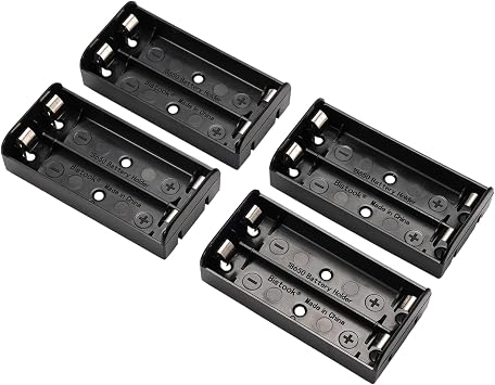 4-Pack 18650 Battery Holder for PCB Mounting, 2-Slot Each, Flat-Top Lithium Batteries Only, Nickel-Plated Steel Pins, DIY & Electronics Projects