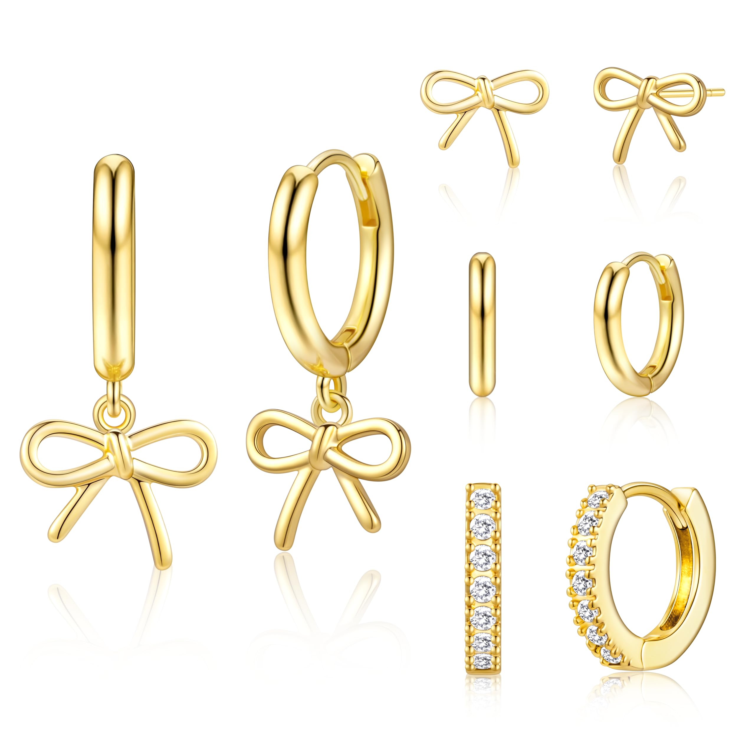 Small Gold Huggie Hoop Earrings Set for Women Men Hypoallergenic 14K Plated Stack Cartilage Earrings, Sterling Silver Multiple Piercing Lightweight Mini Thin Cute Dainty Trendy Jewelry Gifts for Women
