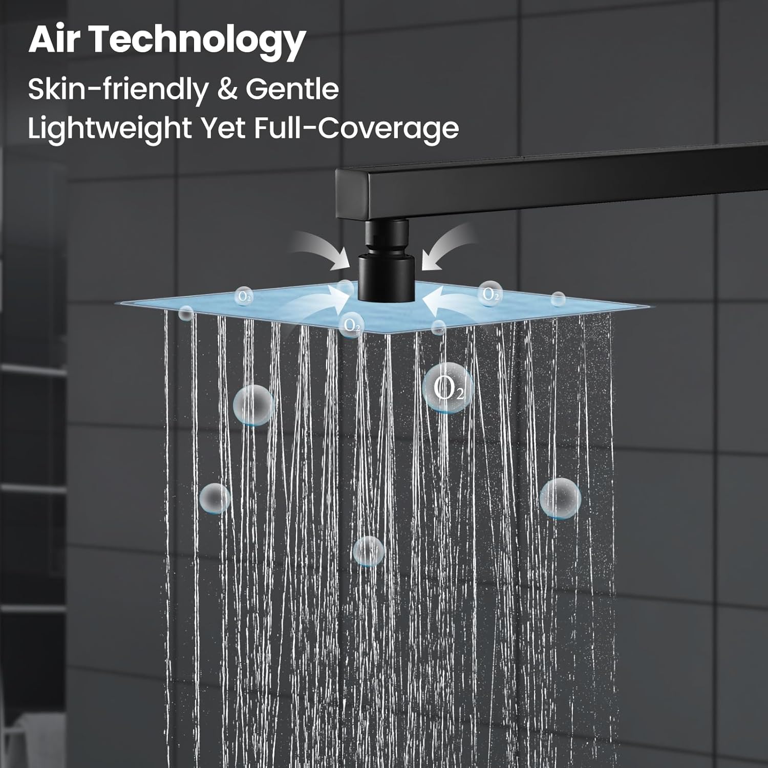 Airuida Bathtub Shower Faucet Set with Tub Spout Faucet Kit and 8 Inch Square Rainfall Showerhead Modern Complete Tub Shower Trim Kit with Solid Brass Rough-in Valve Matte Black