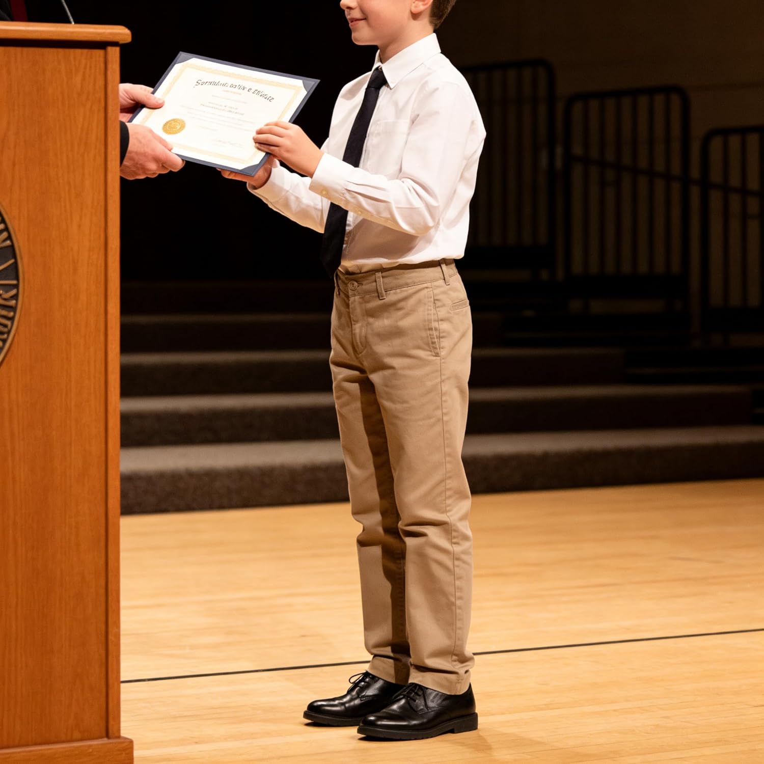 Bienzoe Boys School Uniform Pants: Kids Adjustable Waist Cotton Regular Slacks - Image 2